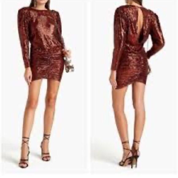 $658 Retrofete Flynn ruched sequined tulle mini dress NWT Small - Picture 2 of 10